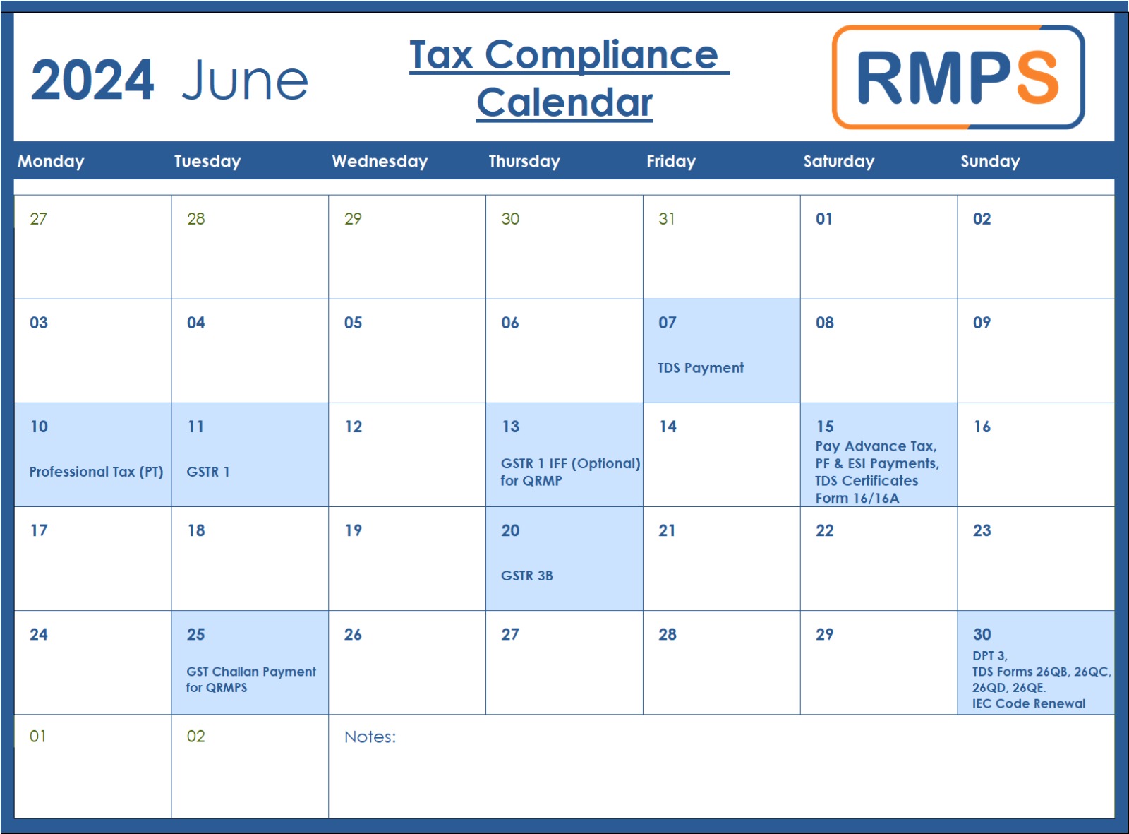 June 2024 Tax Compliance Calendar: Key Deadlines and Tips