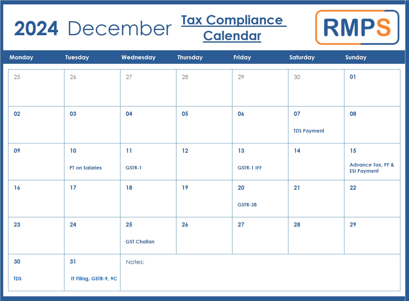 December 2024 Tax Compliance Calendar Stay on Top of Your Deadlines