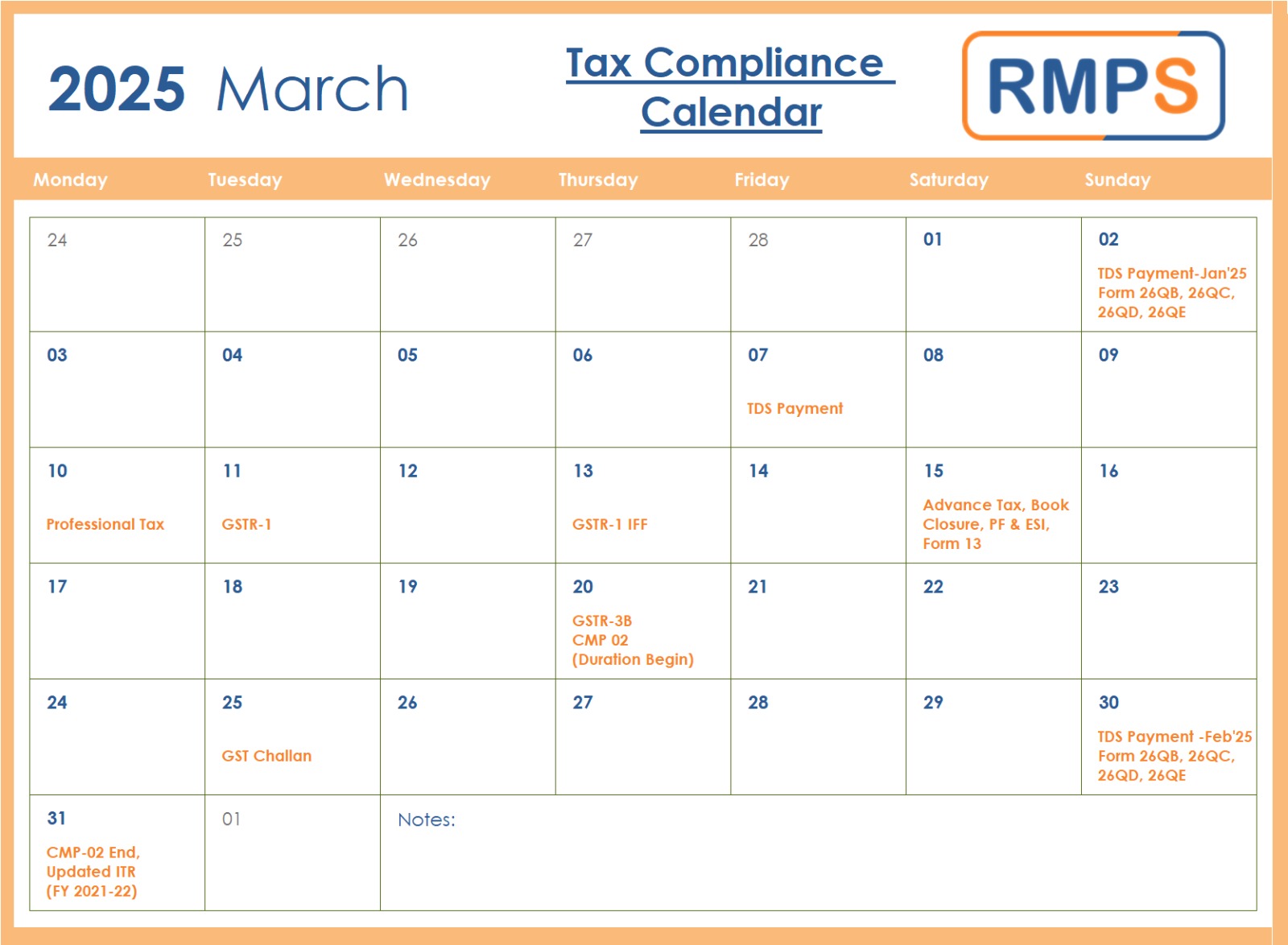 March 2025 Tax Compliance Calendar Key Deadlines & Due Dates